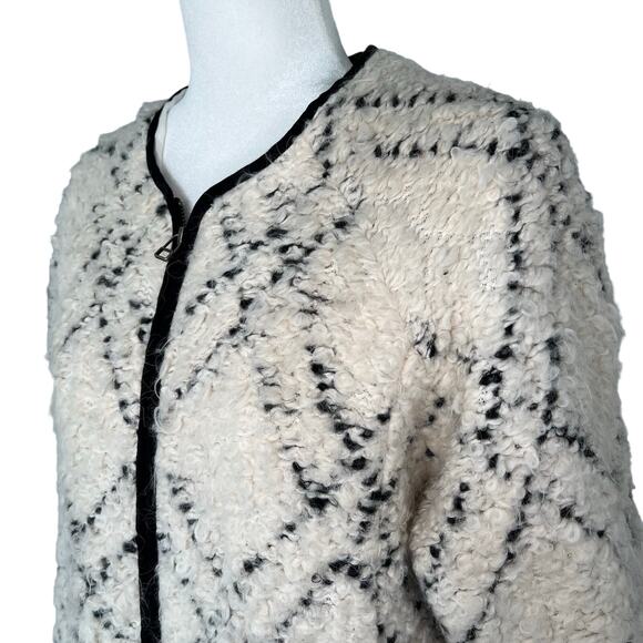 Ulla Johnson Ivory Wool Plaid Amal Jacket Zip Front Pockets Small - Picture 3 of 10